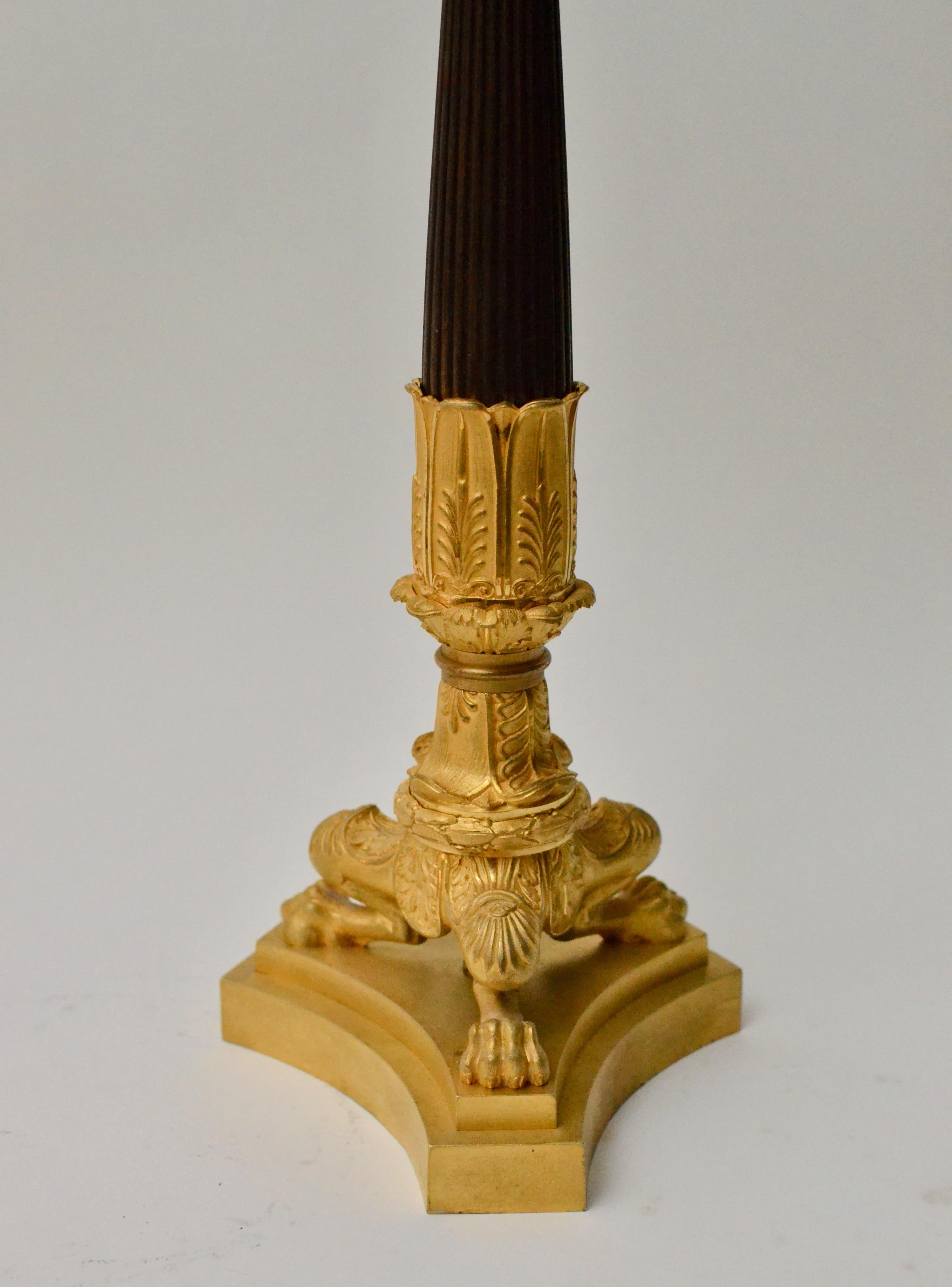 Pair of Gilt and Patinated Empire Candelabra (Französisch)