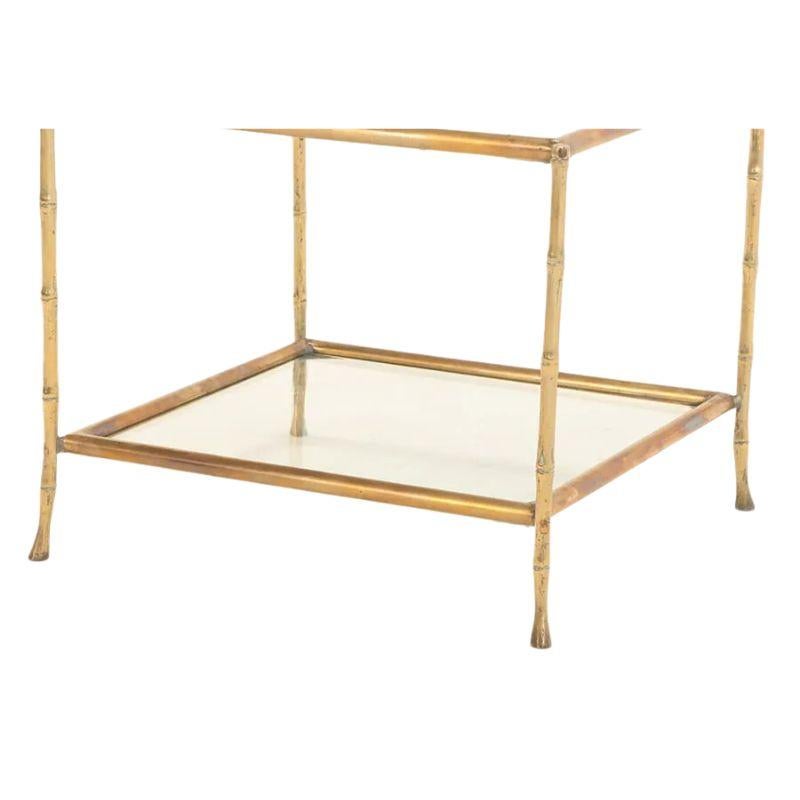 Beistelltische aus vergoldetem Bambus und Glas im Bagues-Stil, Paar im Zustand „Gut“ im Angebot in Locust Valley, NY