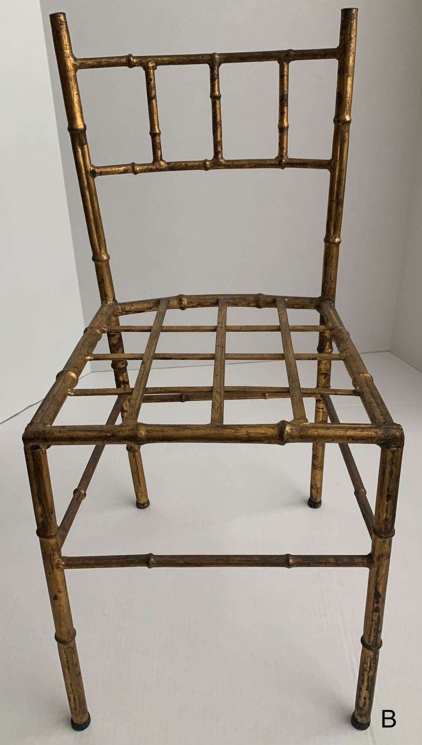 Pair of Gilt Bamboo Style Diminutive Children’s Chairs For Sale 4