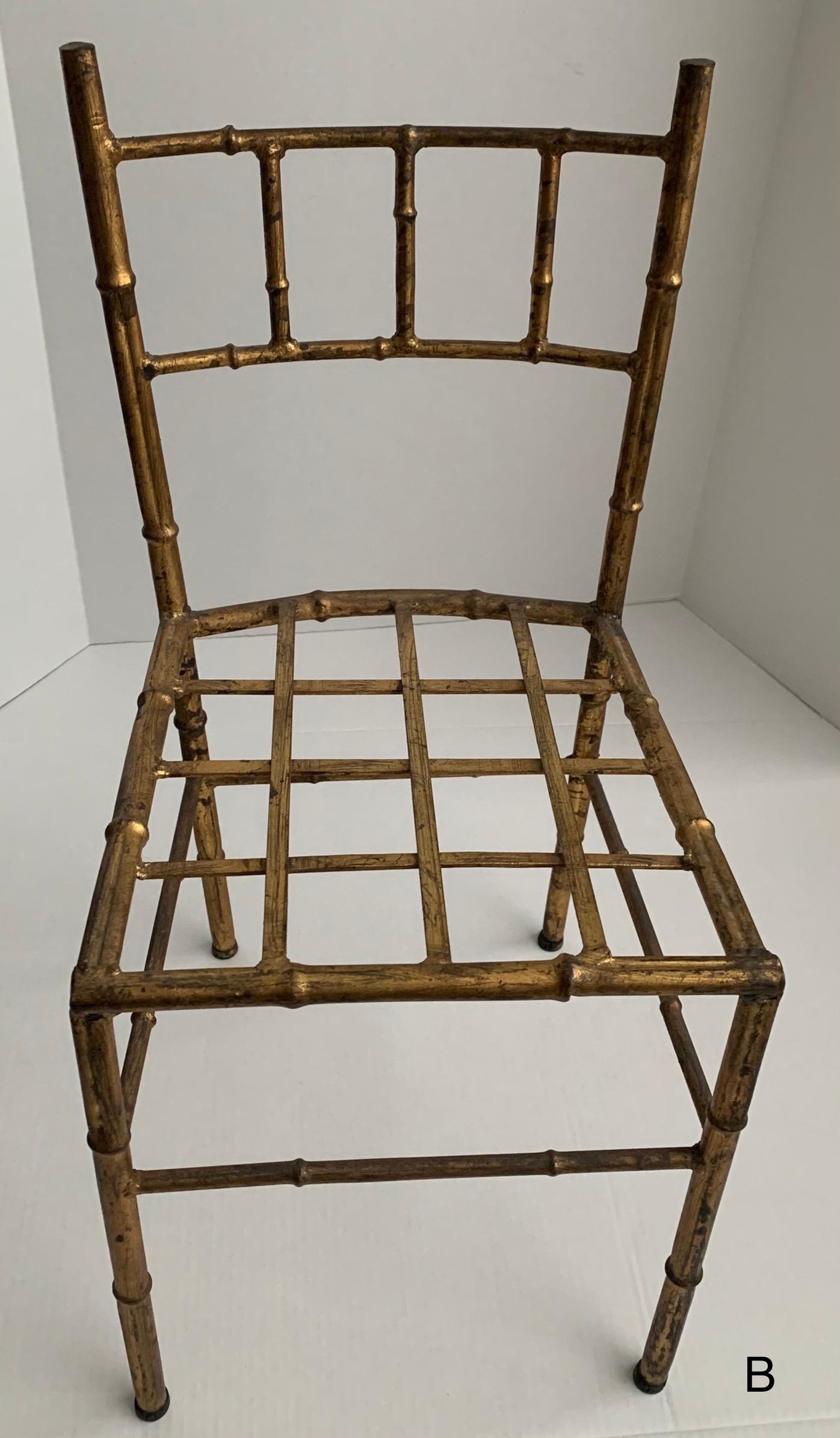 Paire de chaises d'enfant Diminutives en bambou doré en vente 6