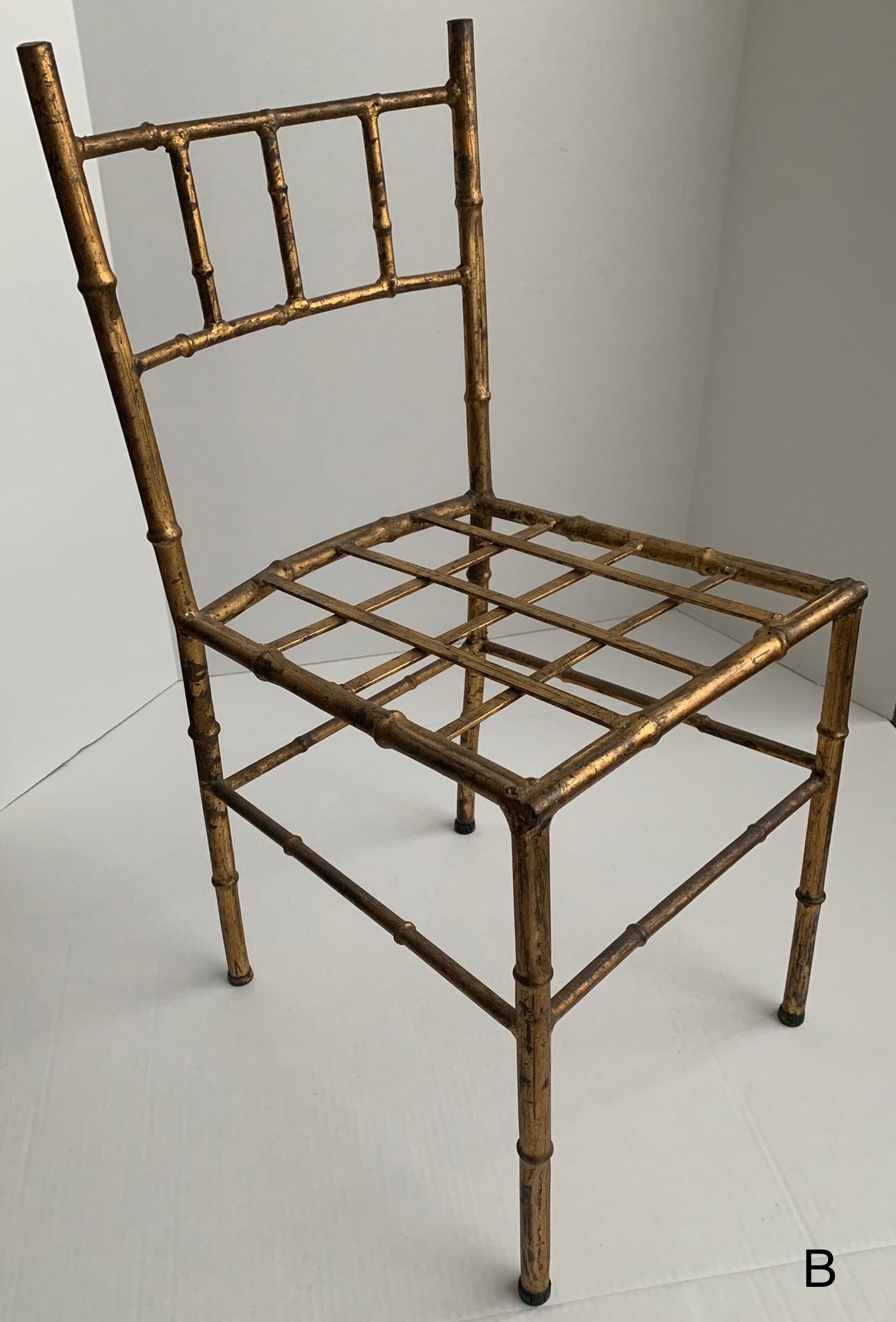Pair of Gilt Bamboo Style Diminutive Children’s Chairs For Sale 7