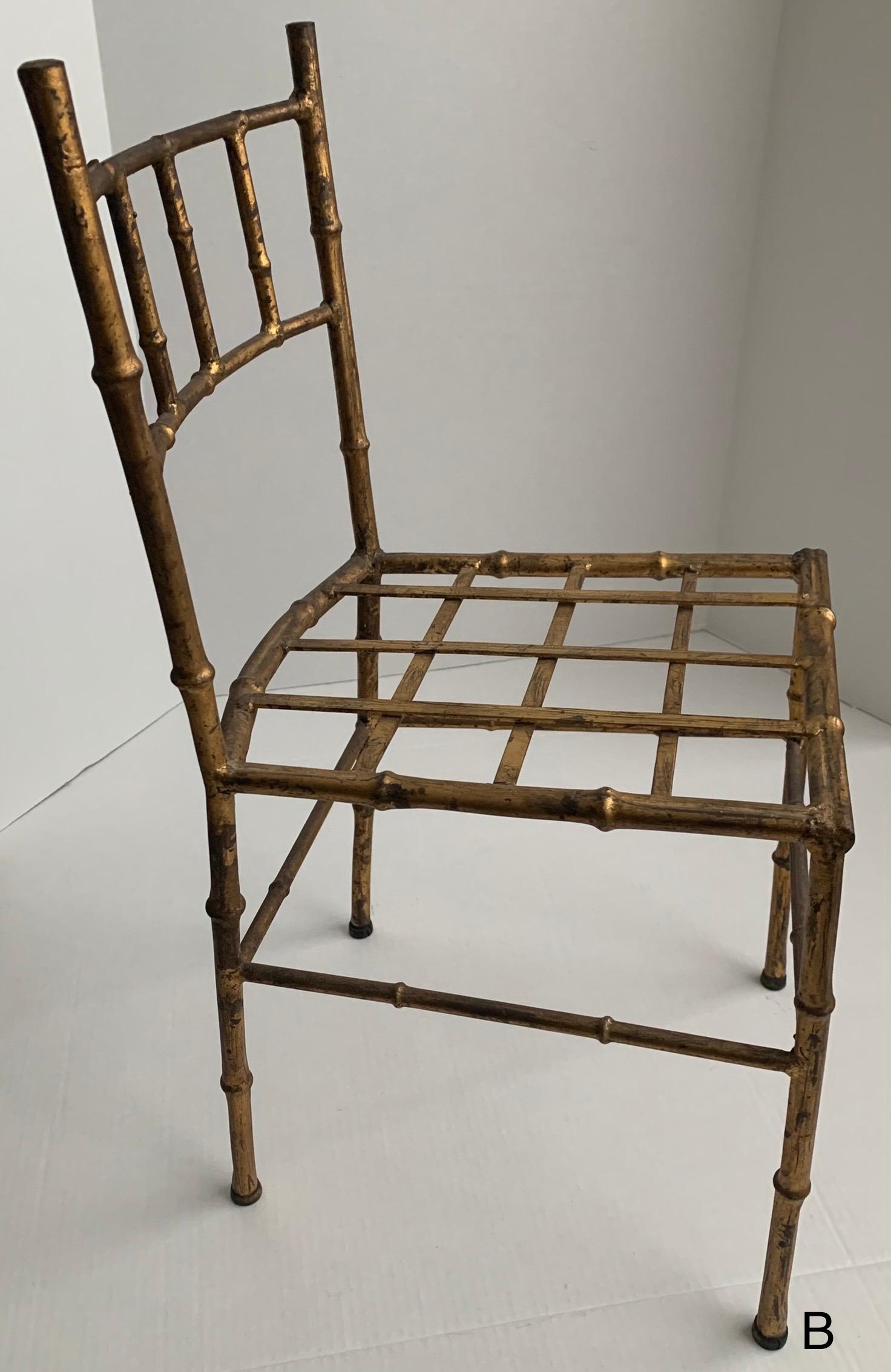 Pair of Gilt Bamboo Style Diminutive Children’s Chairs For Sale 8