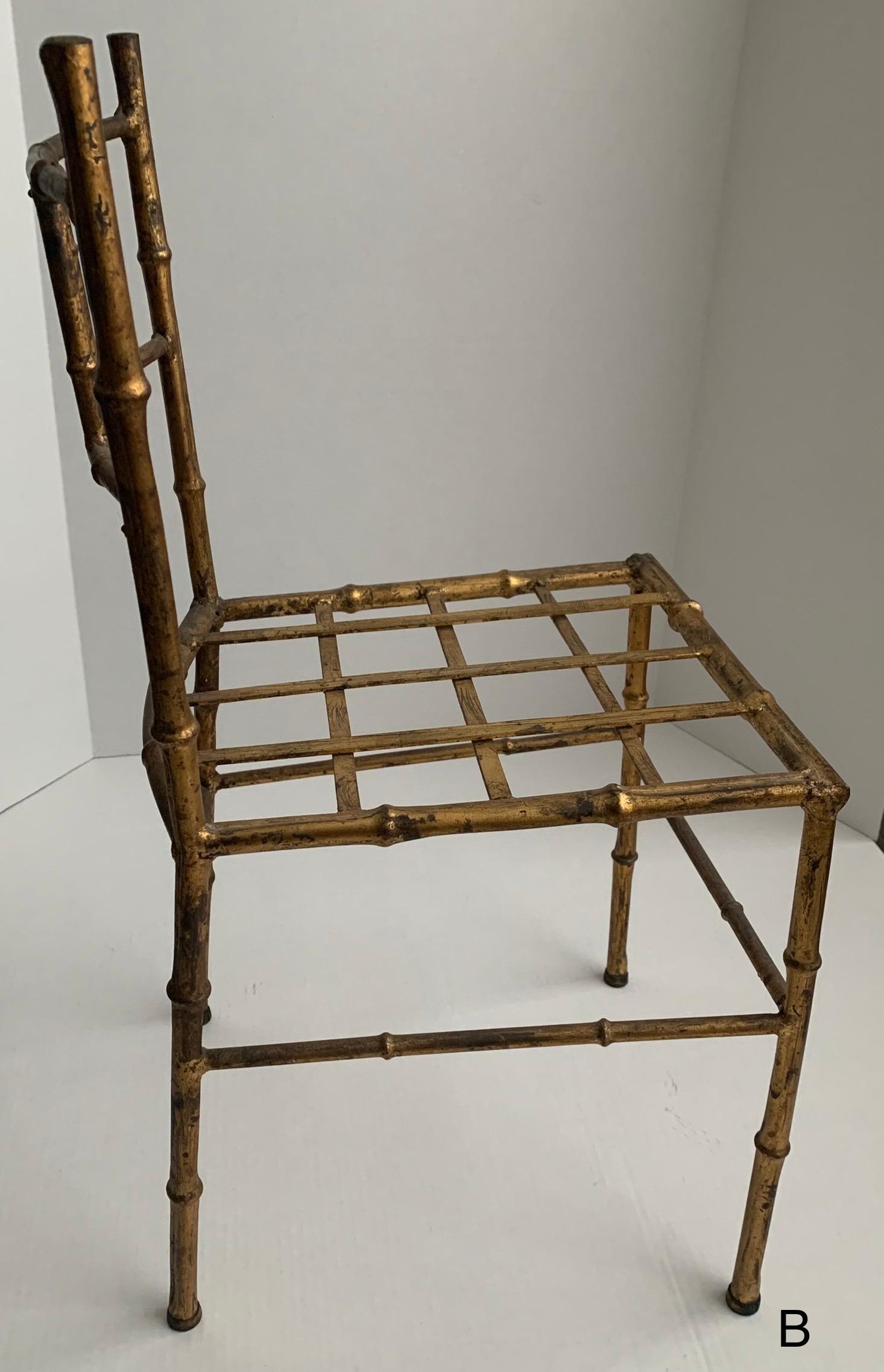 Pair of Gilt Bamboo Style Diminutive Children’s Chairs For Sale 9