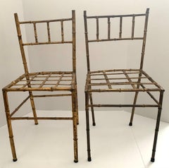 Pair of Gilt Bamboo Style Diminutive Children’s Chairs