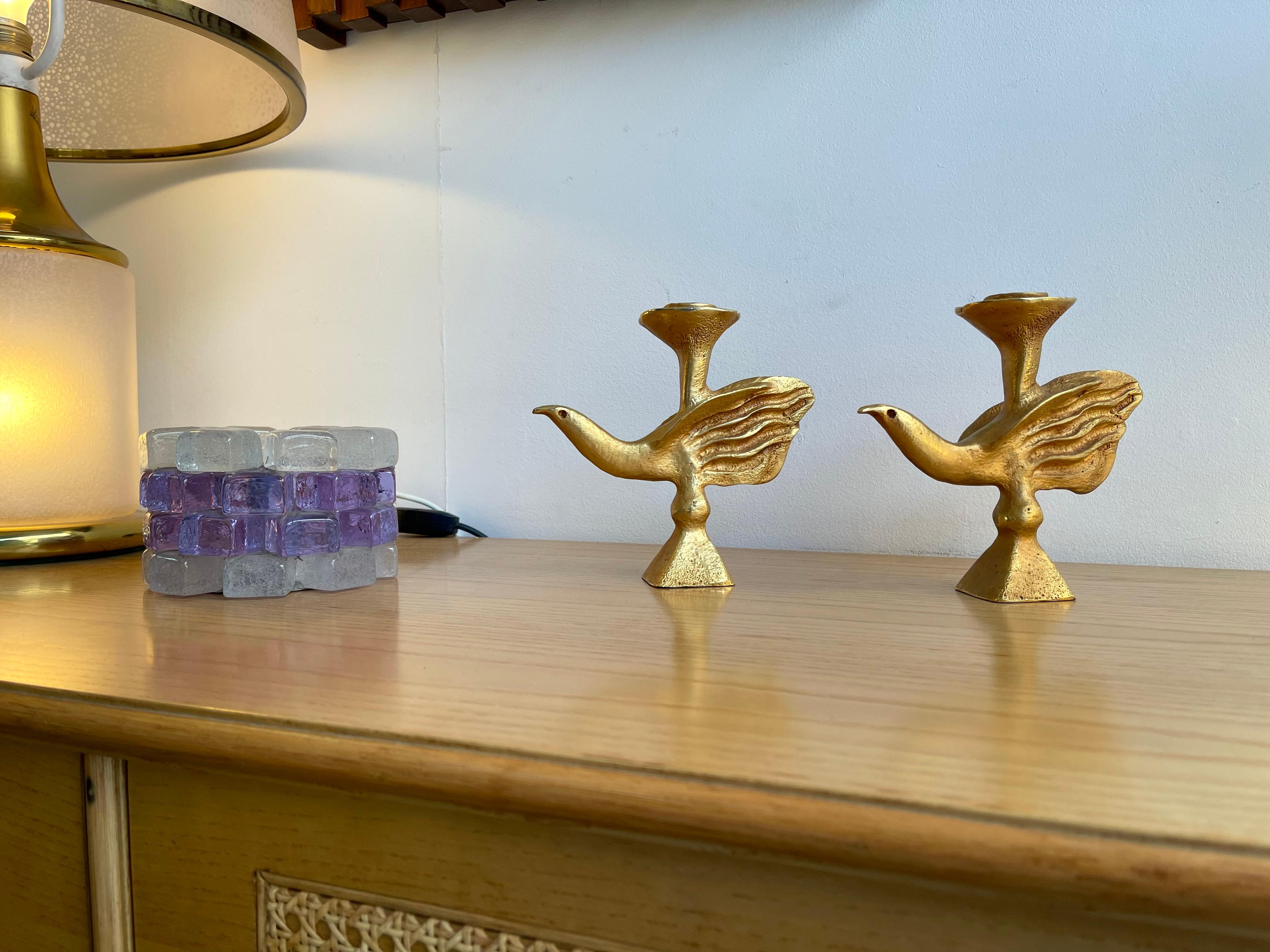 Pair of Gilt Bird Candle Holders by Pierre Casenove for Fondica, France, 1980s 4