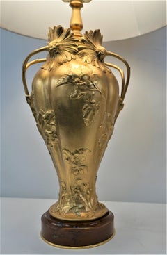 Pair of Gilt Bonze Table Lamps by Ernest Sanglan, Thiébaut Freres