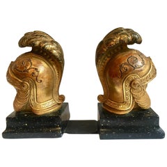 Pair of Gilt Borghese Gilt Roman Helmet Bookends