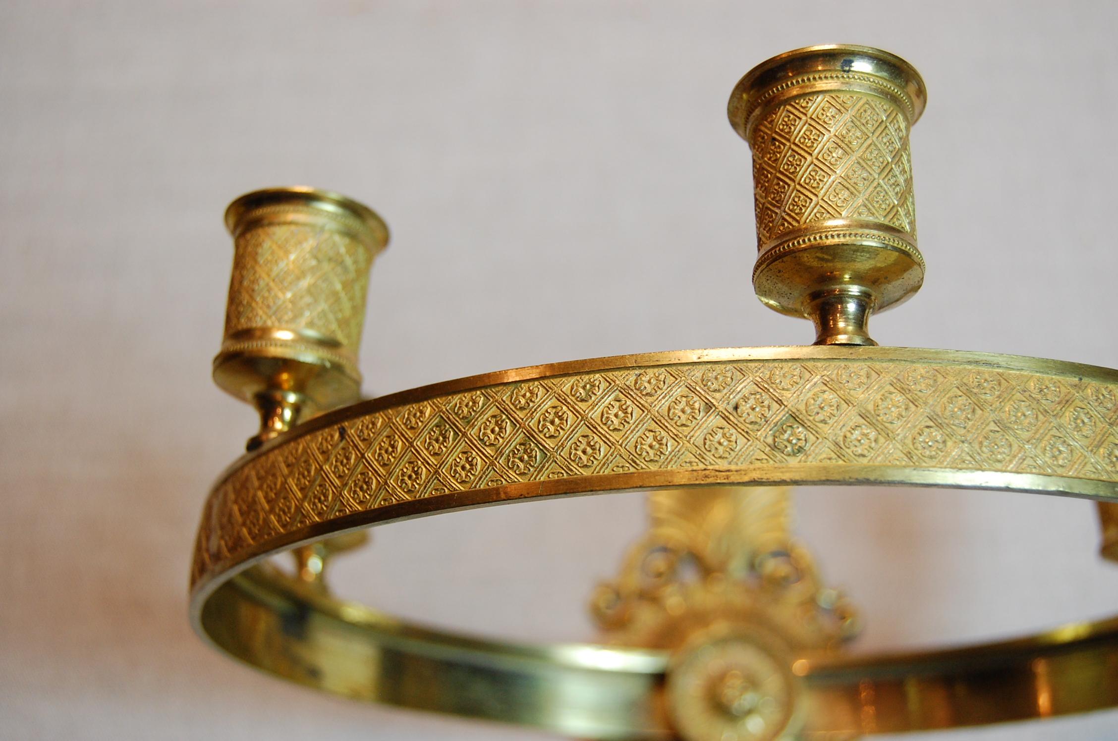Pair of Gilt Brass Charles X Period French Empire Style Ring Form Sconces 12