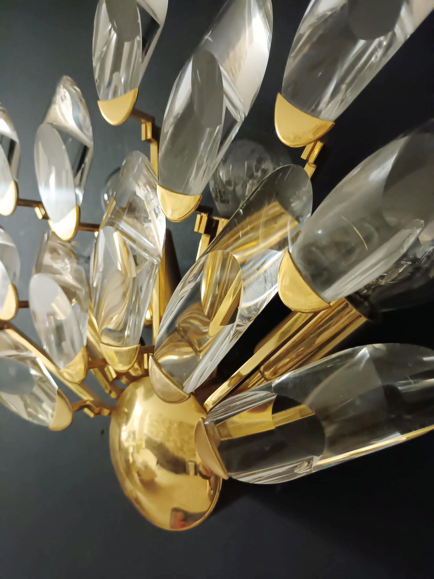 Pair of Gilt Brass Crystal Sconces by Stilkronen For Sale 4