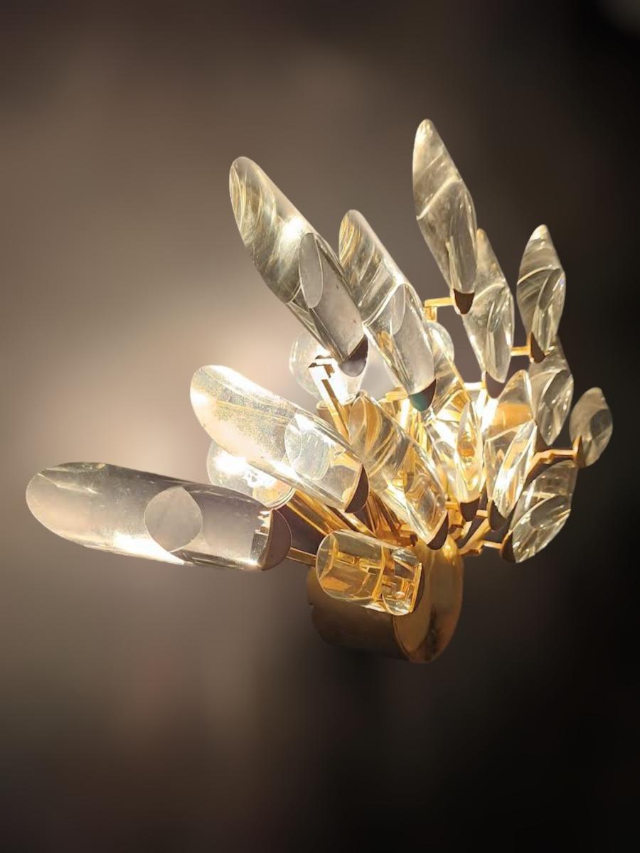 Pair of Gilt Brass Crystal Sconces by Stilkronen For Sale 5