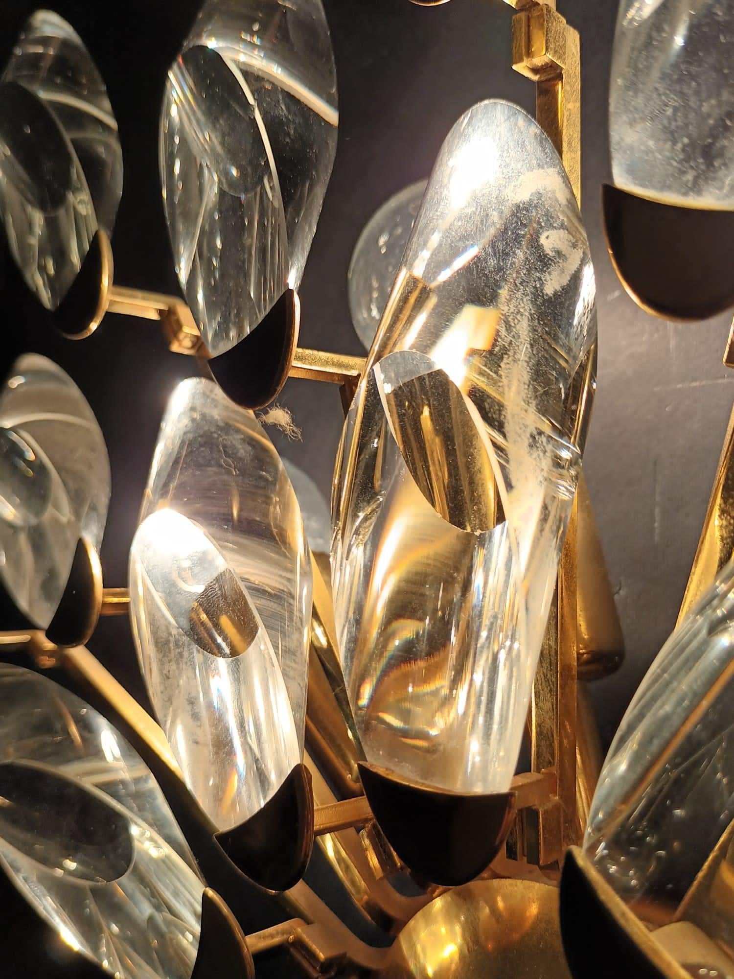 Pair of Gilt Brass Crystal Sconces by Stilkronen For Sale 6