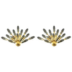 Paire d'appliques en laiton doré et cristal de Stilkronen