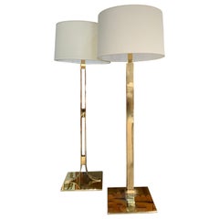 Coppia di lampade da terra in ottone dorato F.Correa & a.Mila Polinax, circa 1970