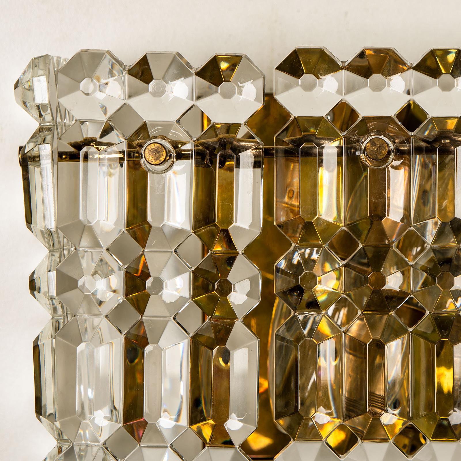 Pair of Gilt Brass Metal Crystal Glass Sconces Wall Lights Kinkeldey, 1970s For Sale 4