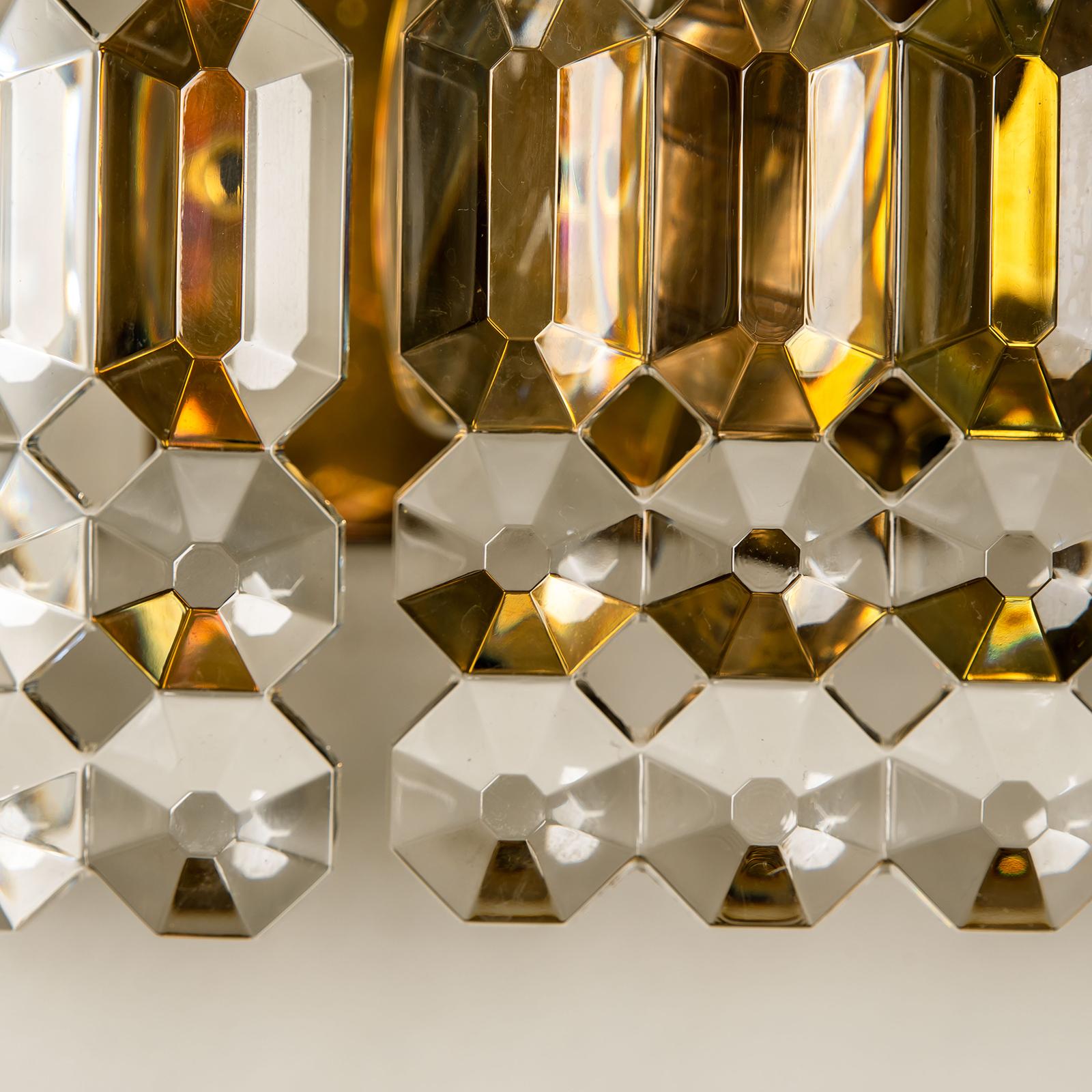 Pair of Gilt Brass Metal Crystal Glass Sconces Wall Lights Kinkeldey, 1970s For Sale 5