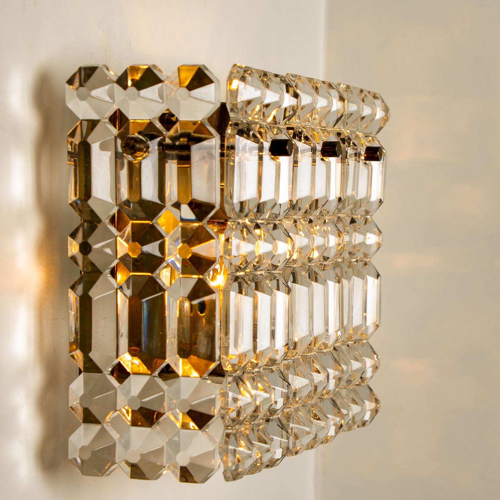 Pair of Gilt Brass Metal Crystal Glass Sconces Wall Lights Kinkeldey, 1970s For Sale 6