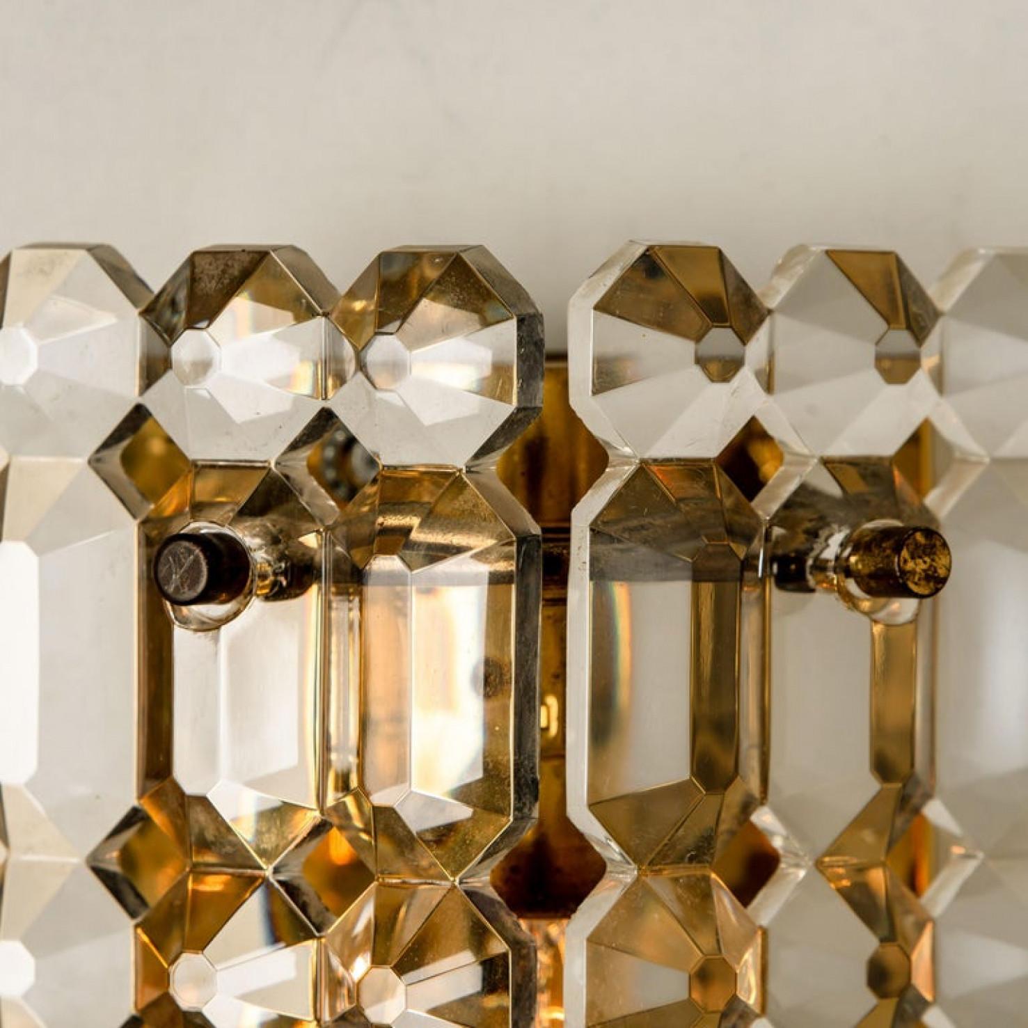 Pair of Gilt Brass Metal Crystal Glass Sconces Wall Lights Kinkeldey, 1970s For Sale 6