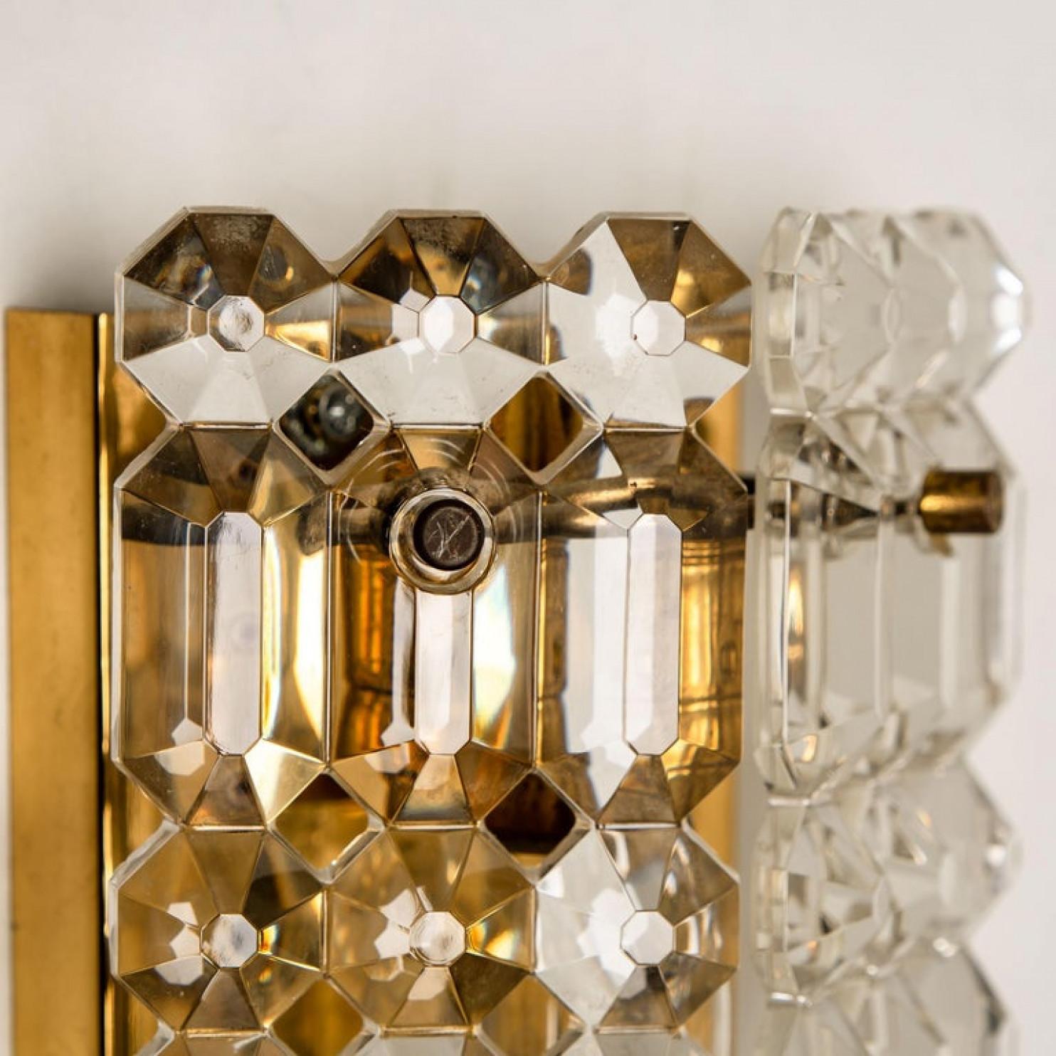 Pair of Gilt Brass Metal Crystal Glass Sconces Wall Lights Kinkeldey, 1970s For Sale 8