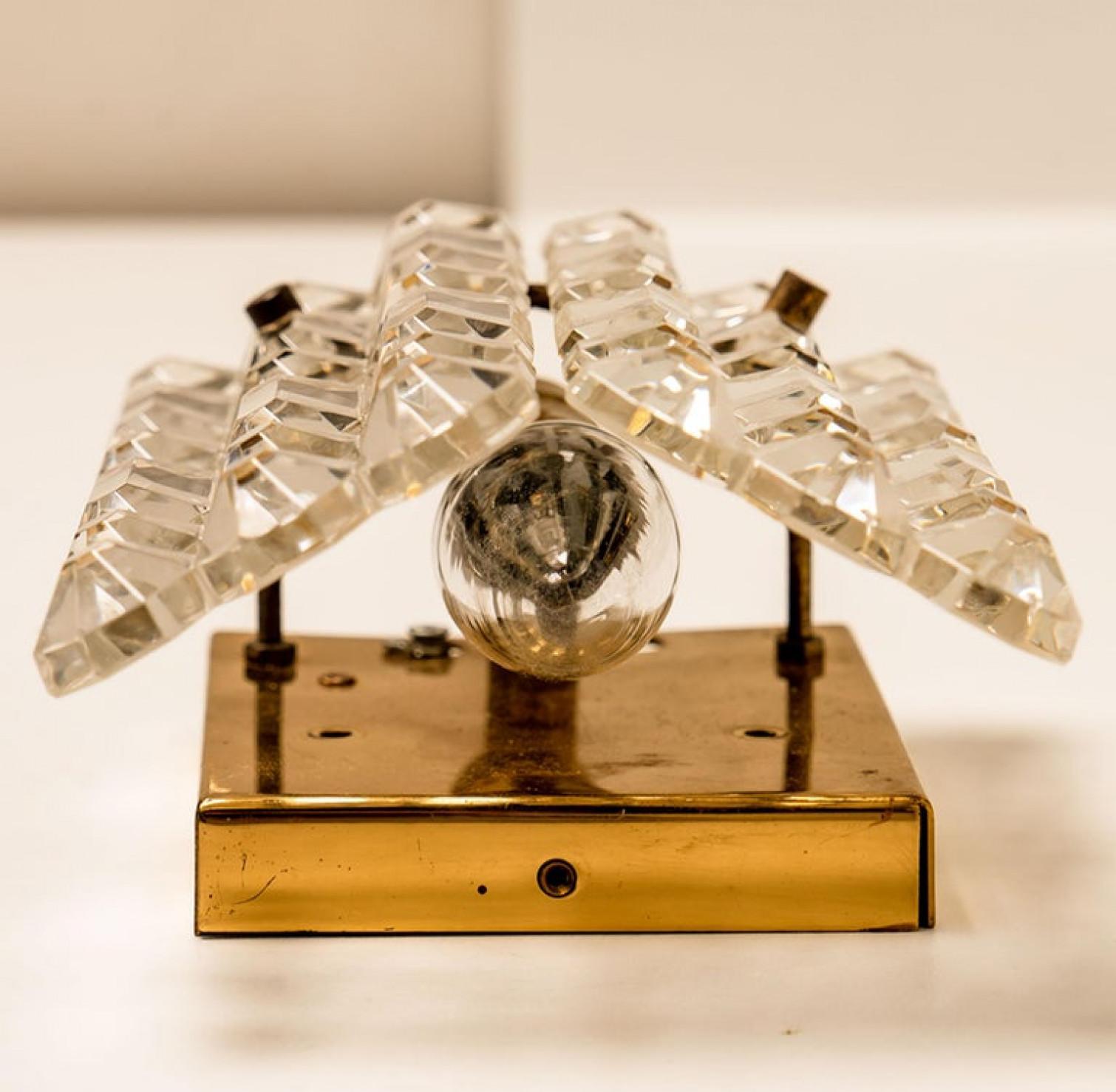 Pair of Gilt Brass Metal Crystal Glass Sconces Wall Lights Kinkeldey, 1970s For Sale 9