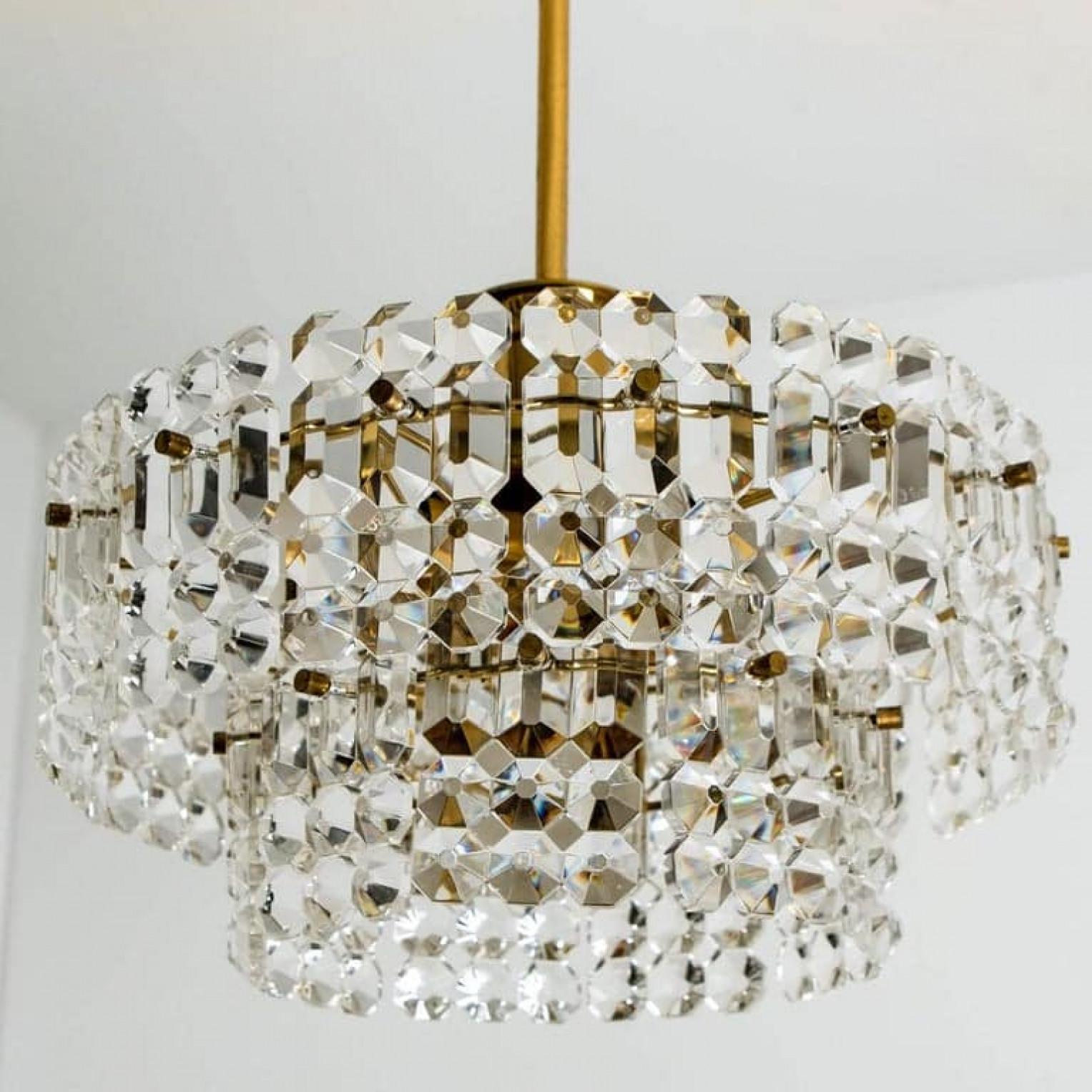 Pair of Gilt Brass Metal Crystal Glass Sconces Wall Lights Kinkeldey, 1970s For Sale 13