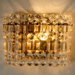 Pair of Gilt Brass Metal Crystal Glass Sconces Wall Lights Kinkeldey, 1970s