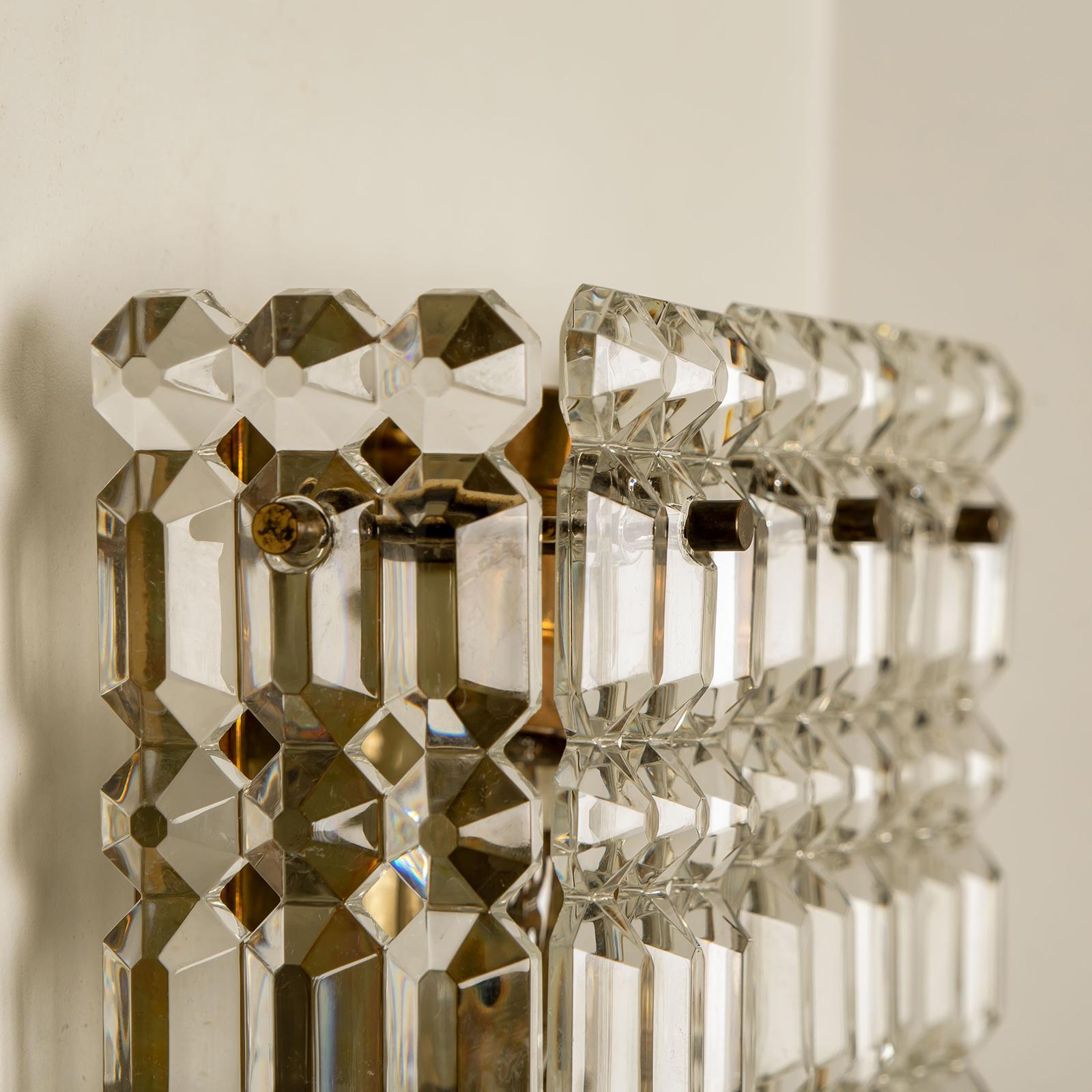 Pair of Gilt Brass Metal Crystal Glass Sconces Wall Lights Kinkeldey, 1970s For Sale 2