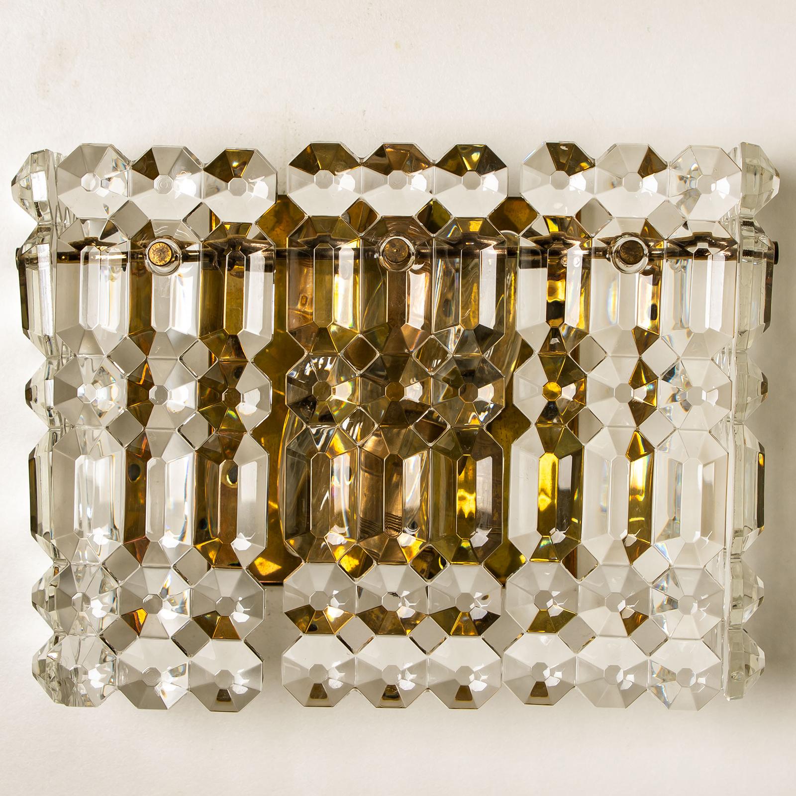 Wandleuchten aus vergoldetem Messing und Metallkristallglas Kinkeldey, 1970er Jahre, Paar im Angebot 3