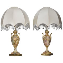 Pair of Gilt Brass Mounted Marble Lamps
