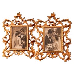 Pair of Gilt Brass Rococo Picture Frames, Antique Decorative Wall & Table Frames