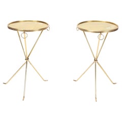 Pair of Gilt Brass Round Drinks Tables, Contemporary