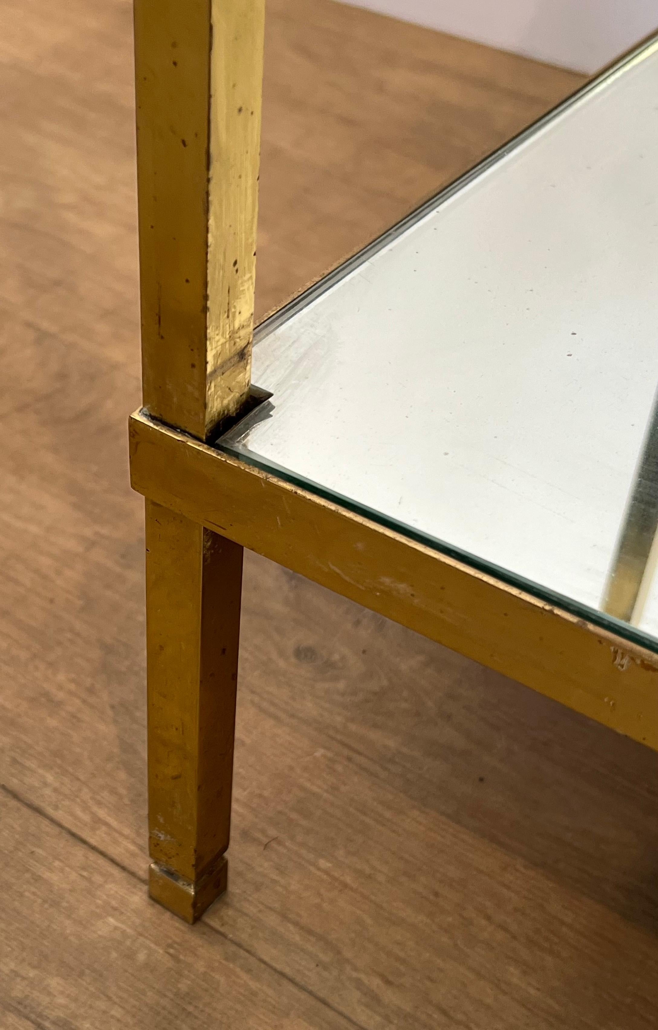 Pair of Gilt Brass Side Tables with Mirror Tops For Sale 4