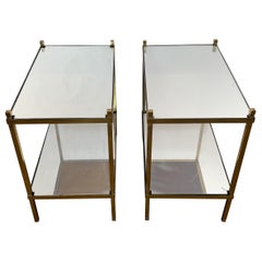 Pair of Gilt Brass Side Tables with Mirror Tops