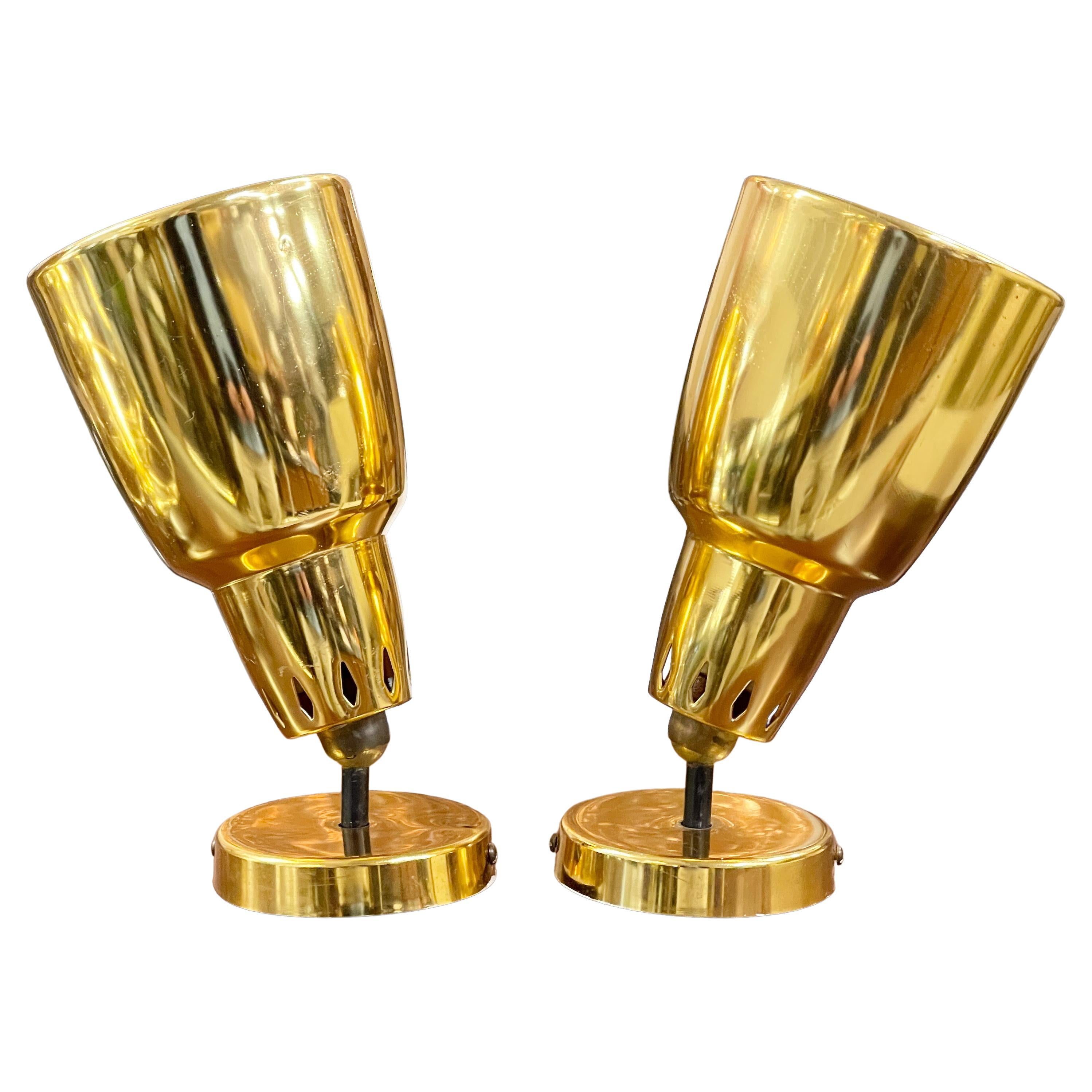 Pair of Gilt Brass Swivel Sconces by René-Jean Caillette for Maison Parscot For Sale