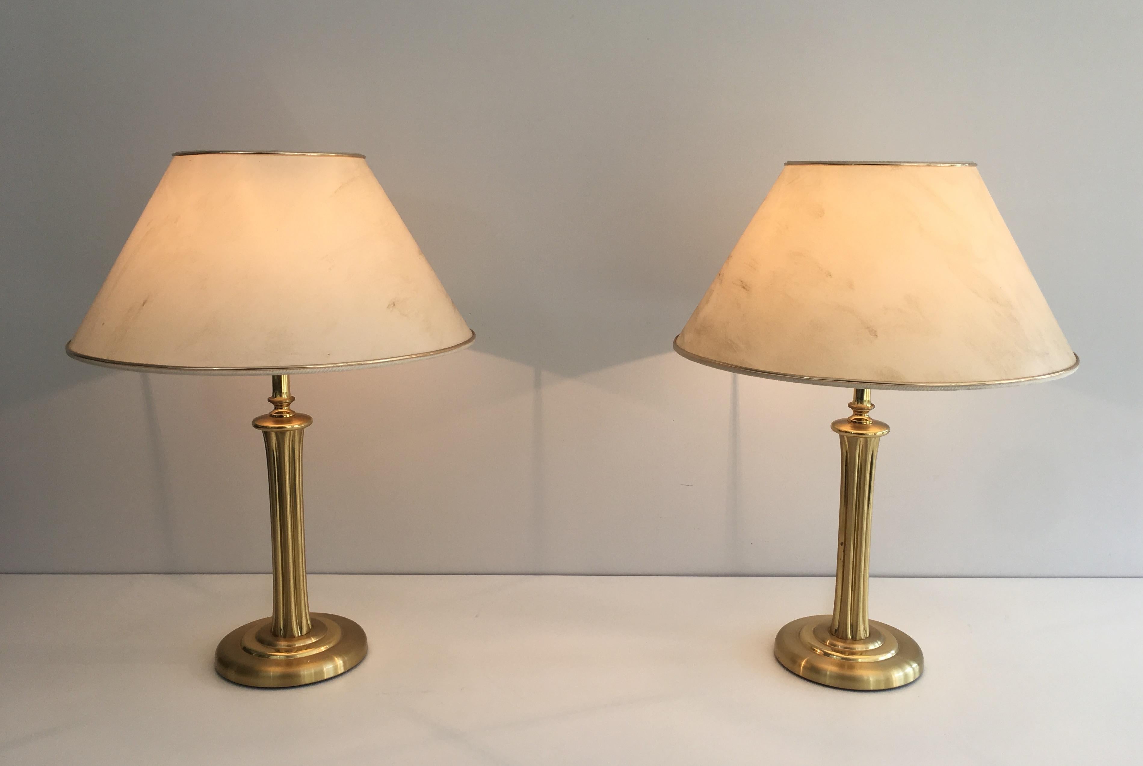 Pair of Gilt Brass Table Lamps, French, circa 1970 13