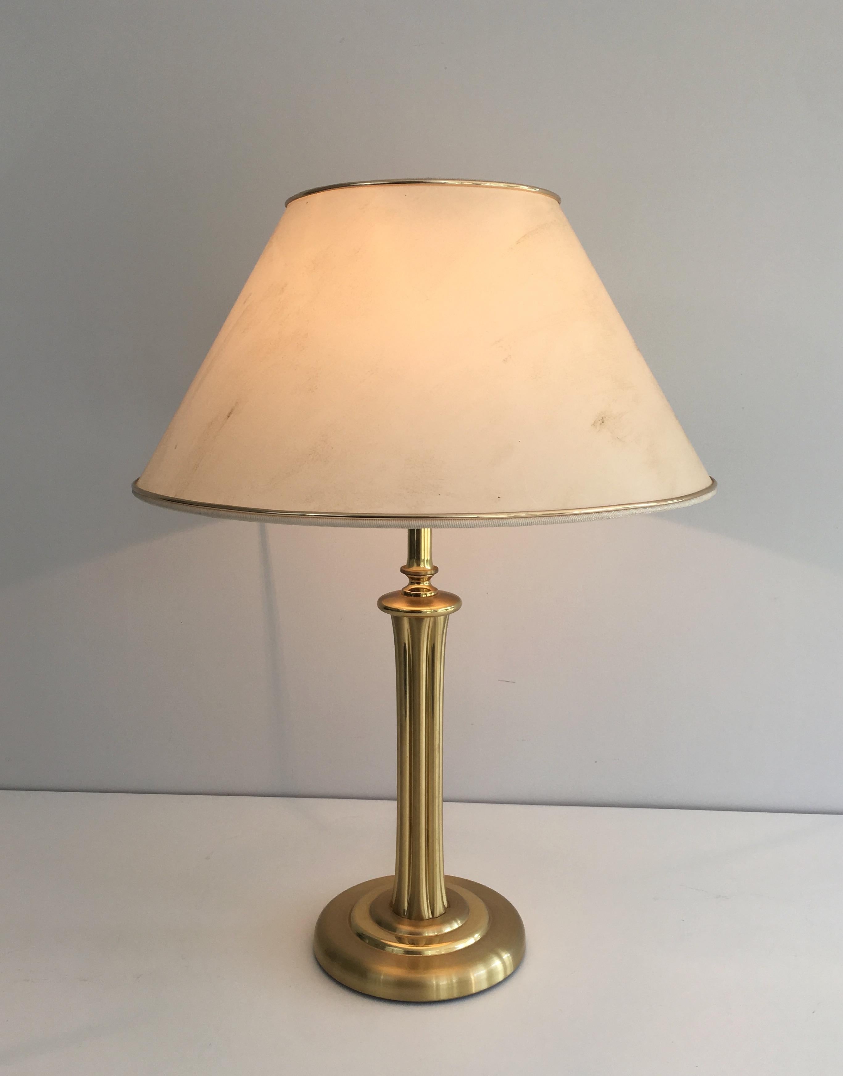 Neoclassical Pair of Gilt Brass Table Lamps, French, circa 1970