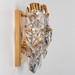 Paire de lampes murales en laiton doré et verre de cristal Kinkeldey, 1970