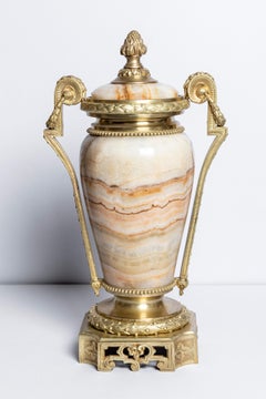 Pair of Gilt Bronze and Agate Cassolettes, France, Late 19th Century