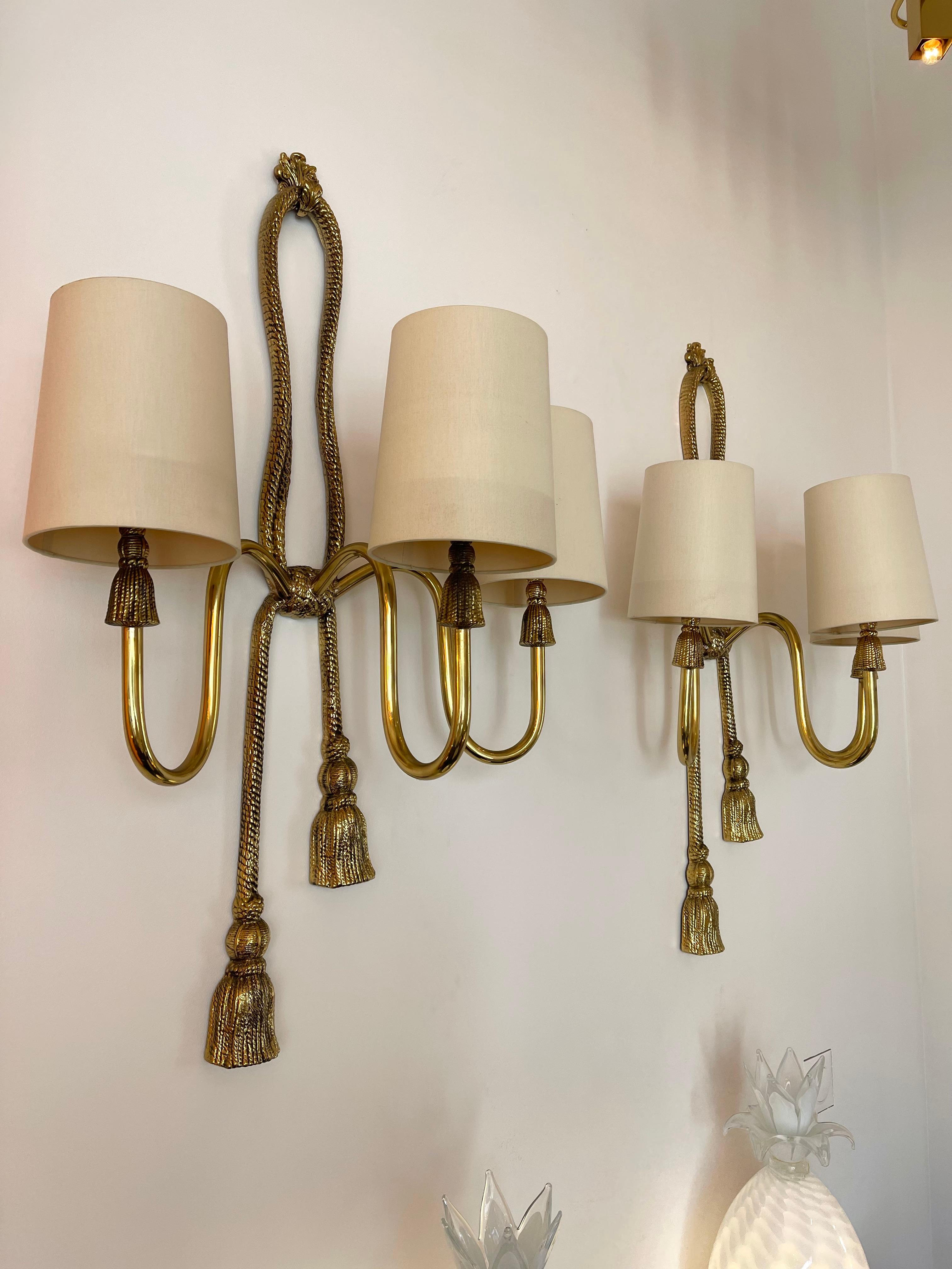 Pair of Gilt Bronze and Brass Knot Sconces by Valenti. Spain, 1980s For Sale 7