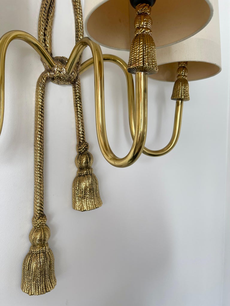 Pair of Gilt Bronze and Brass Knot Sconces by Valenti. Spain, 1980s For Sale 8