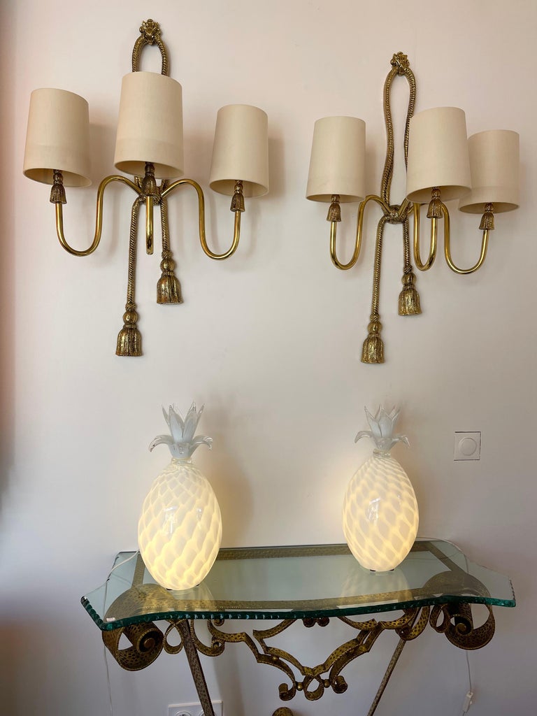 Pair of Gilt Bronze and Brass Knot Sconces by Valenti. Spain, 1980s For Sale 9