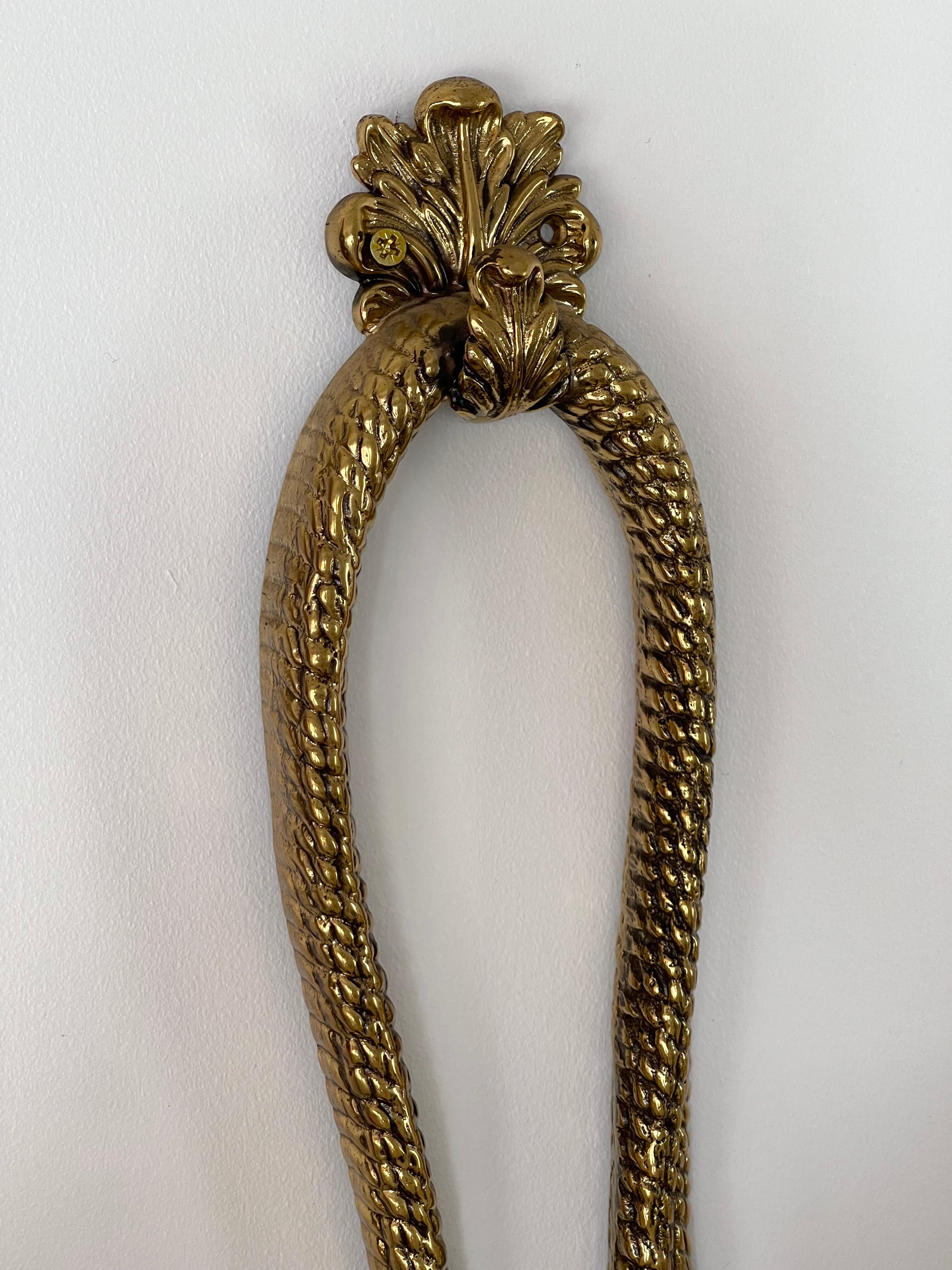 Late 20th Century Pair of Gilt Bronze and Brass Knot Sconces by Valenti. Spain, 1980s For Sale