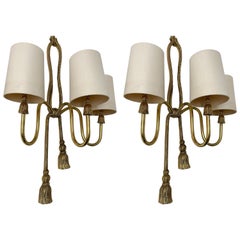Coppia di lampade a nodo in bronzo dorato e ottone di Valenti. Spagna, anni '80