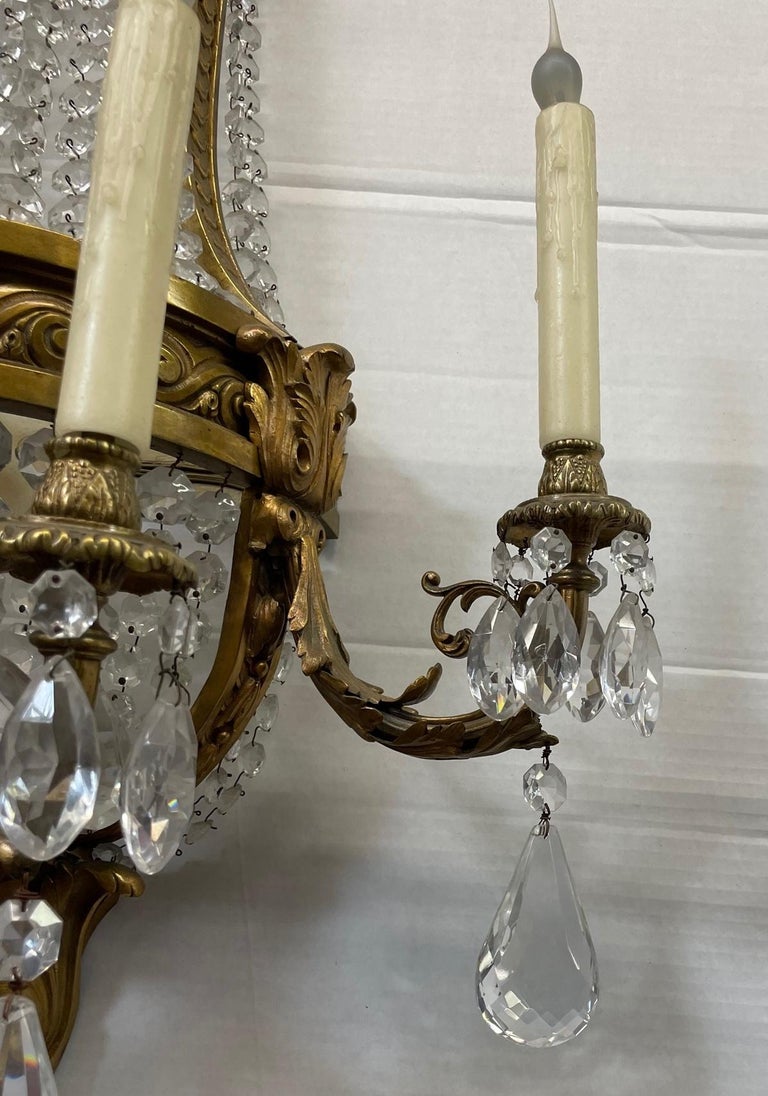 Pair of Gilt Bronze and Crystal Sconces, French 19th Century For Sale 10