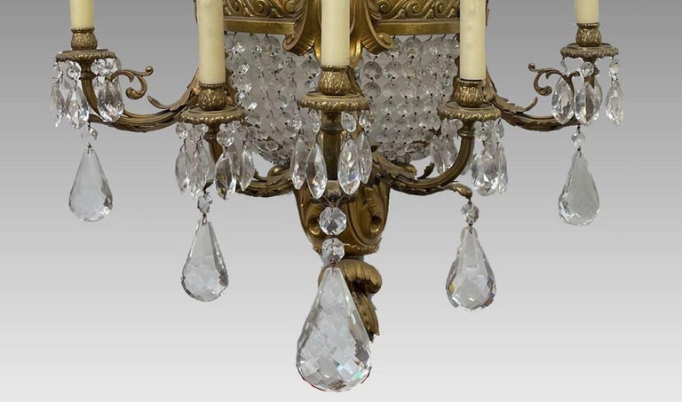 Pair of Gilt Bronze and Crystal Sconces, French 19th Century For Sale 11