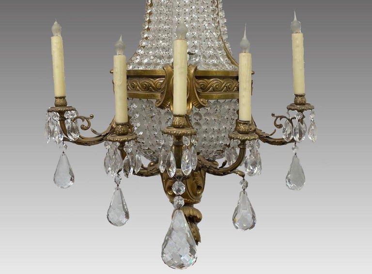 Pair of Gilt Bronze and Crystal Sconces, French 19th Century For Sale 2
