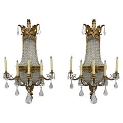 Pair of Gilt Bronze and Crystal Sconces, French 19th Century