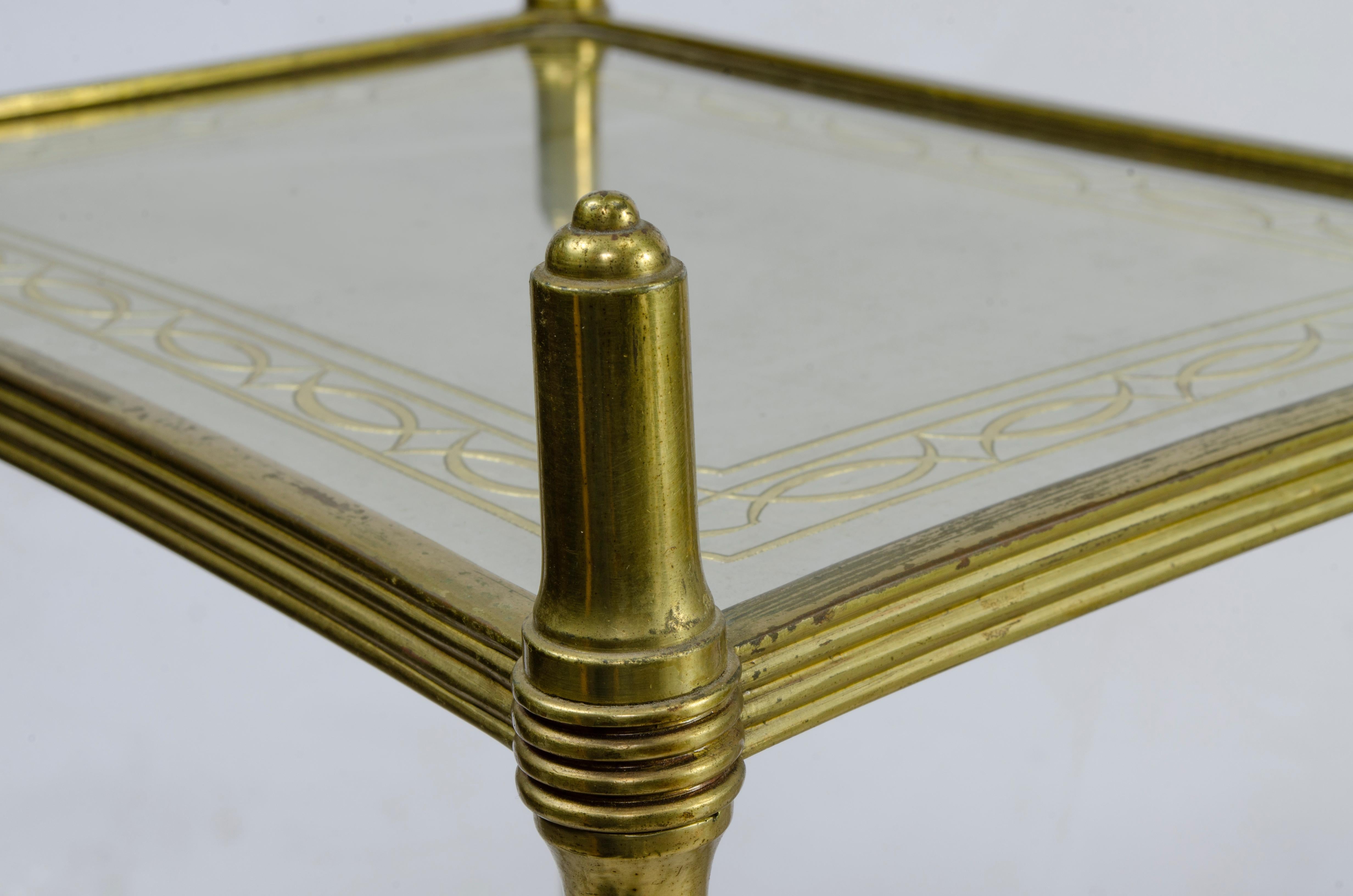 Pair of Gilt-Bronze and Églomisé Two Tiers Side Tables, Probably Maison Jansen For Sale 2
