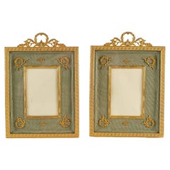 Pair of Gilt Bronze and Fabric Photo Frames, Napoleon III Period