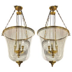Pair of Gilt Bronze and Glass Lanterns