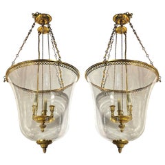 Pair of Gilt Bronze and Glass Lanterns